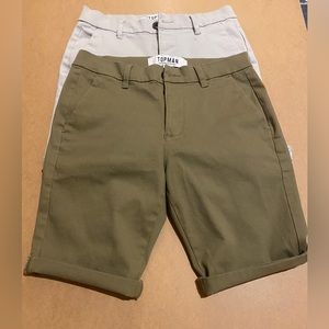 Two pair of TopMan slim chino shorts